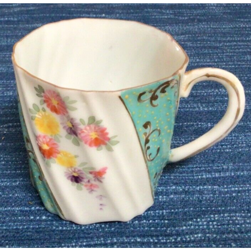Vintage Unmarked Nippon Style Floral Flowers Cup Gold ~876A